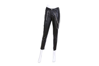 Lot 333 - Ermanno Scervino Black Eco Leather Chain Trouser - Size 42