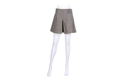Lot 264 - Brunello Cucinelli Brown Linen Houndtooth Skort - Size 38