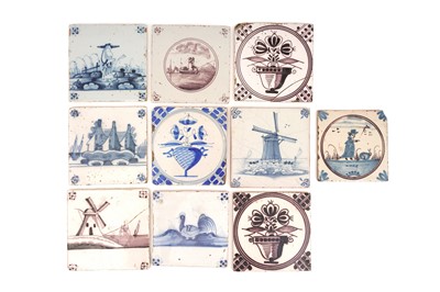 Lot 406 - A GROUP OF TEN DUTCH DELFT POTTERY TILES