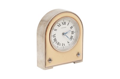 Lot 328 - Cartier Arched Lacquer Alarm Desk Clock