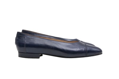 Lot 211 - Chanel Navy CC Flat Ballet Pump - Size 39