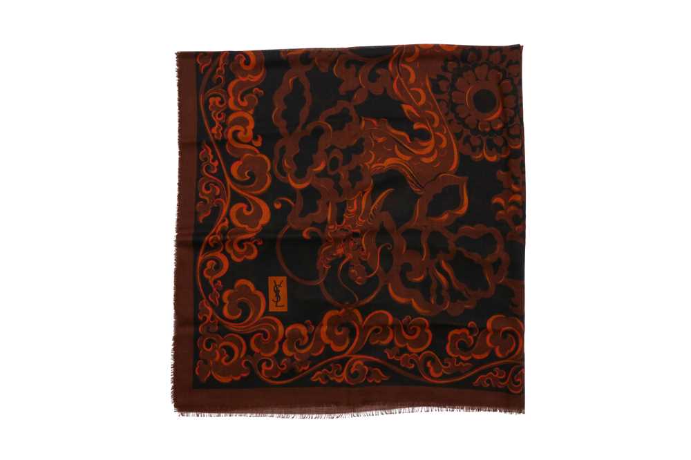 Lot 57 - Yves Saint Laurent Brown Retro Wool Scarf