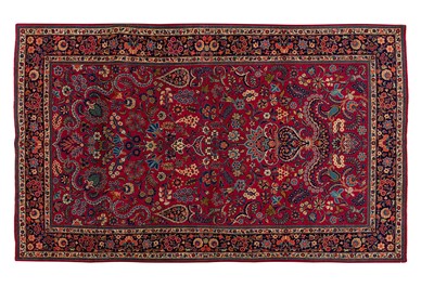 Lot 45 - A FINE KASHAN PRAYER RUG, CENTRAL PERSIA