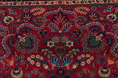 Lot 45 - A FINE KASHAN PRAYER RUG, CENTRAL PERSIA