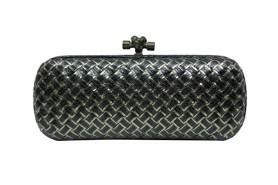 Lot 255 - λ Bottega Veneta Black Python Intrecciato Knot Clutch