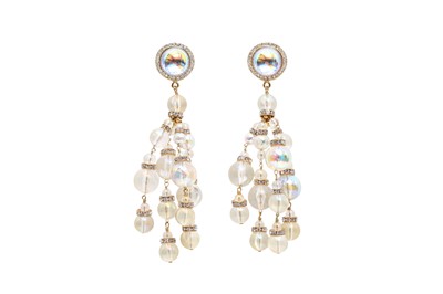 Lot 522 - Chanel Aurora Borealis Lucite Drop Clip On Earrings