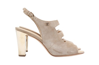 Lot 320 - Chanel Beige CC Logo Heeled Sandal - Size 37