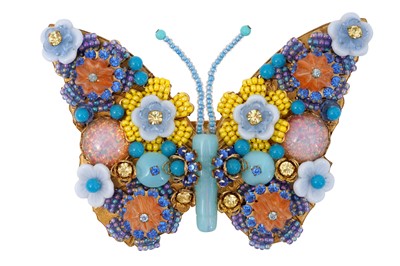 Lot 24 - A STANLEY HAGLER BLUE BUTTERFLY BROOCH