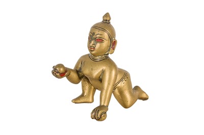 Lot 13 - A BRONZE SCULPTURE OF BUTTER THIEF BALAKRISHNA