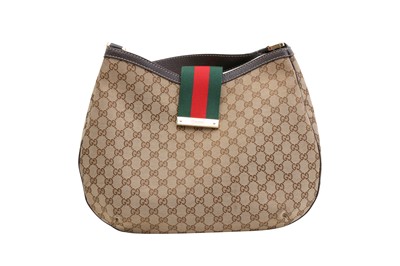 Lot 92 - Gucci Brown Monogram Web Hobo Bag