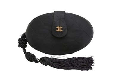 Lot 427 - Chanel Black Oval Tassel Evening Clutch