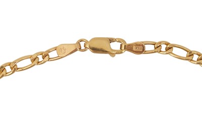 Lot 22 - A 9CT FIGARO-CHAIN BRACELET AND NECKLACE SUITE