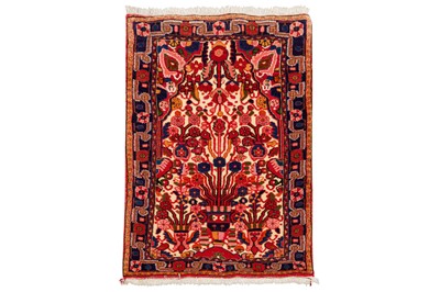 Lot 12 - AN UNUSUAL VERY FINE SOUF SAROUK PRAYER RUG, WEST PERSIA