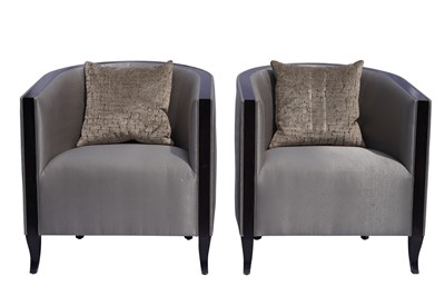 Lot 253 - A PAIR OF BESPOKE CONTEMPORARY CLUB ARMCHAIRS