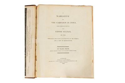 Lot 68 - Dirom. A Narrative of the Campaign in India, which terminated the war with Tippoo Sultan, in 1792
