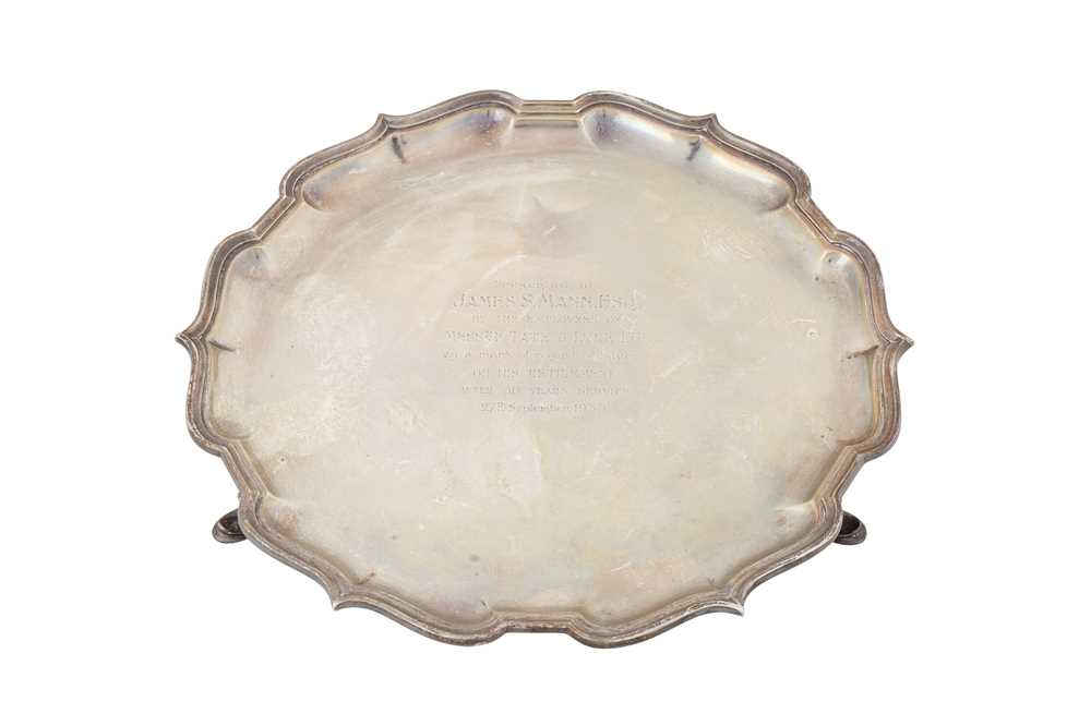 Lot 211 - A George V sterling silver salver, Sheffield 1935 by Mapping and Webb