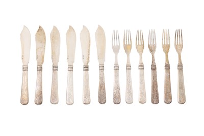 Lot 122 - A set of six early 20th century Chinese export silver fish eaters, Shanghai circa 1920, marked Ming Ji, retailed by China Jewellery Company