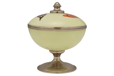 Lot 102 - A JAPANESE SILVER PLATED PEDESTAL BOWL AND COVER, MID 20TH CENTURY