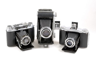 Lot 132 - Ensign Commando & 2 Other Folding Ensign Cameras.
