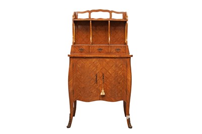 Lot 163 - A LOUIS XV STYLE PARQUETRY INLAID WALNUT BUREAU