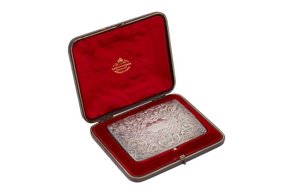 Lot 177 - A cased Victorian sterling silver wallet, London 1898 by Goldsmiths and Silversmiths