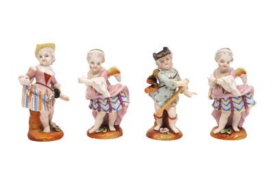 Lot 409 - A GROUP OF FOUR SITZENDORF PORCELAIN FIGURES OF CHERUBIC CHILDREN, LATE 19TH CENTURY