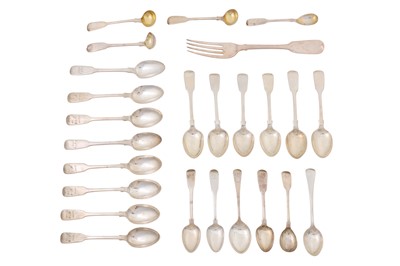 Lot 124 - A mixed group of George III and later sterling silver flatware
