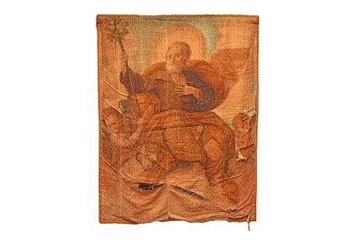Lot 365 - A WOVEN HAND-PAINTED TAPESTRY