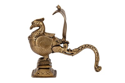 Lot 9 - A BRASS INCENSE BURNER OF ANTHROMORPHIC FORM