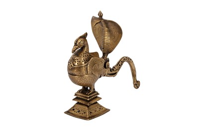 Lot 9 - A BRASS INCENSE BURNER OF ANTHROMORPHIC FORM