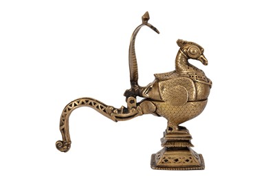 Lot 9 - A BRASS INCENSE BURNER OF ANTHROMORPHIC FORM