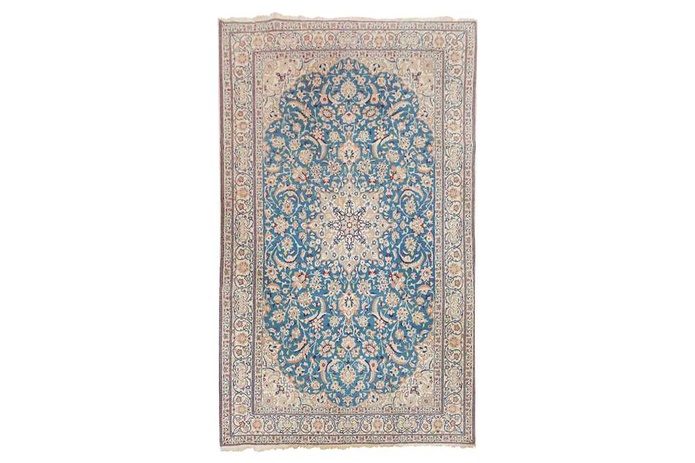 Lot 3 - A FINE PART SILK NAIN CARPET, CENTRAL PERSIA