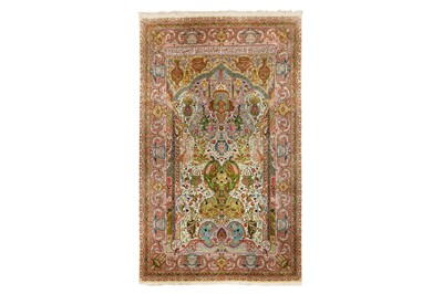 Lot 28 - A VERY FINE TABRIZ PRAYER CARPET, NORTH-WEST PERSIA