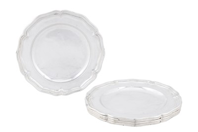 Lot 389 - A set of six early 20th century Danish 826 standard silver dinner plates, Copenhagen 1934 by K. C. Hermann (active 1893-1937)