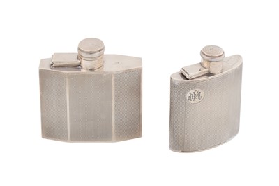 Lot 185 - A George V Art Deco sterling silver spirit or hipflask, Birmingham 1933 by S Blanckensee and Son Ltd