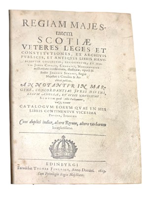 Lot 151 - Skene. Regiam Majestatem Scotiae veteres leges et constitutiones, 1609