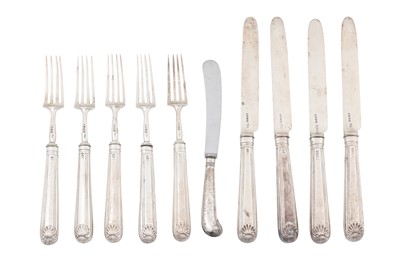 Lot 114 - A George III sterling silver part-set of fruit eaters, London 1824 Richard Poulden