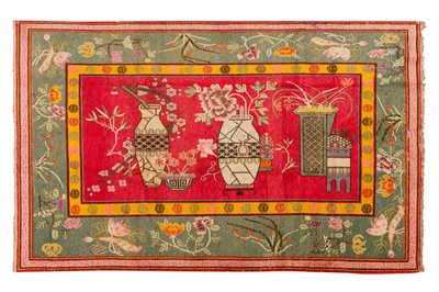 Lot 30 - A FINE KHOTAN CARPET, TURKESTAN