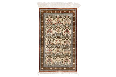 Lot 33 - A FINE SILK QUM RUG, CENTRAL PERSIA