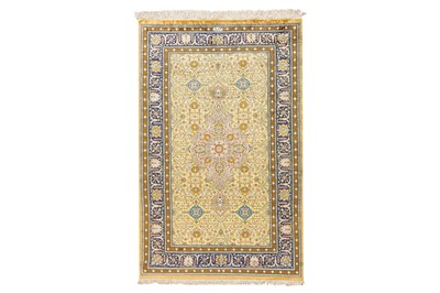 Lot 104 - AN EXTREMELY FINE SIGNED SILK QUM RUG, CENTRAL PERSIA