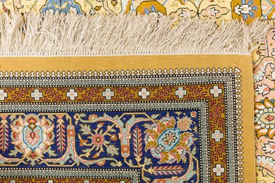 Lot 104 - AN EXTREMELY FINE SIGNED SILK QUM RUG, CENTRAL PERSIA