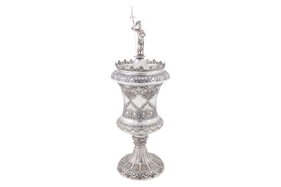 Lot 8 - A rare mid-19th century Chinese export silver cup and cover, Canton circa 1860, marked for Khe Cheong