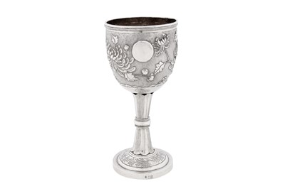 Lot 80 - An early 20th century Chinese export silver goblet, Shanghai circa 1920, marked Zhao Ji, retailed by Kwan Hing of Hong Kong