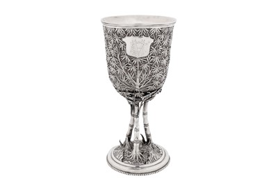Lot 86 - A late 19th century Chinese export unmarked silver goblet, Canton circa 1890