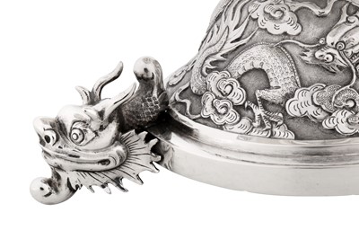 Lot 113 - An early 20th century Chinese export silver epergne centrepiece, Shanghai circa 1910, marked Kun He, retailed by Wo Shing