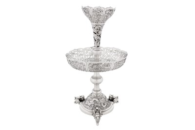 Lot 113 - An early 20th century Chinese export silver epergne centrepiece, Shanghai circa 1910, marked Kun He, retailed by Wo Shing