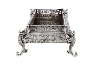 Lot 112 - A late 19th / early 20th century Chinese export silver jardinière stand, Canton circa 1900, marked Bao Sheng, retailed by Wang Hing