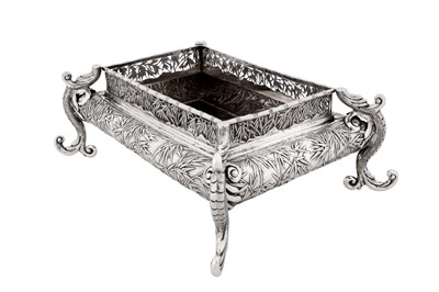Lot 112 - A late 19th / early 20th century Chinese export silver jardinière stand, Canton circa 1900, marked Bao Sheng, retailed by Wang Hing