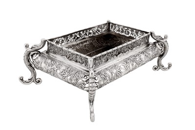 Lot 112 - A late 19th / early 20th century Chinese export silver jardinière stand, Canton circa 1900, marked Bao Sheng, retailed by Wang Hing