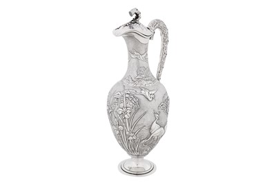 Lot 125 - A late 19th / early 20th century Chinese export silver ewer, Canton circa 1900 marked Ye Bo, retailed by Wang Hing